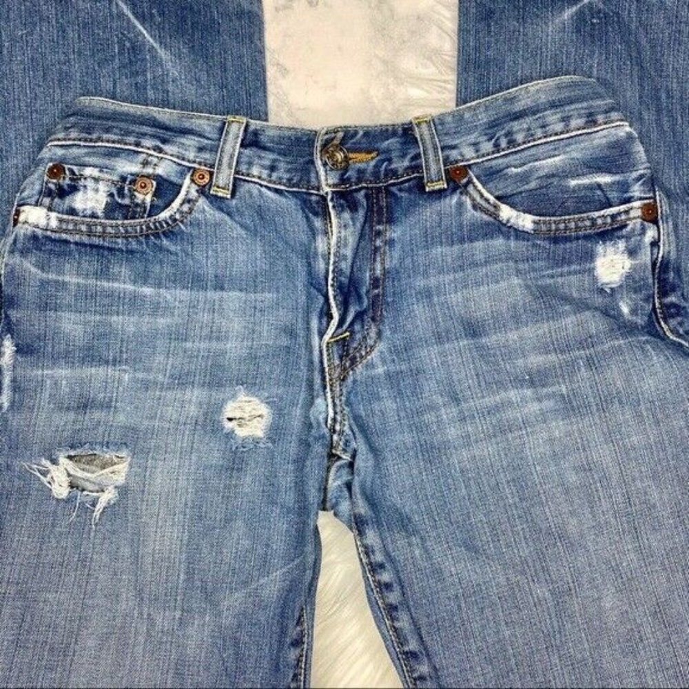 Lucky Brand Straight Leg Boyfriend Jeans Distressed Light Wash 26 Dungarees - Picture 11 of 12